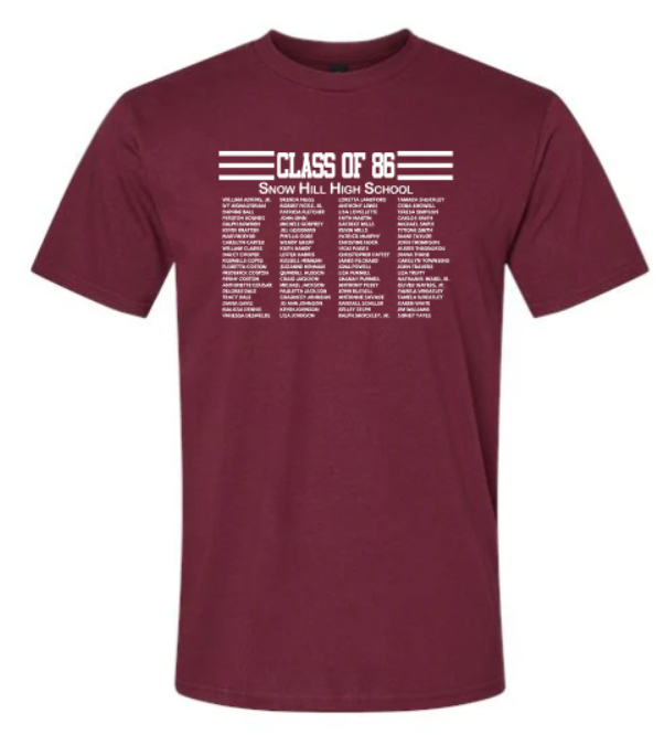 Class of 1986 T-Shirt and Sweatshirt (Snow Hill High School)