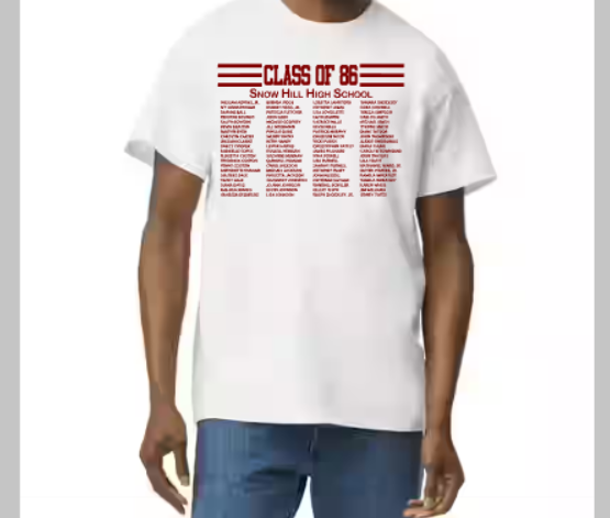 Class of 1986 T-Shirt and Sweatshirt (Snow Hill High School)